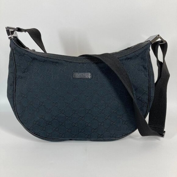 GUCCI GGCanvas Shoulder Bag Black CanvasxLeather 122790 - Picture 1 of 15